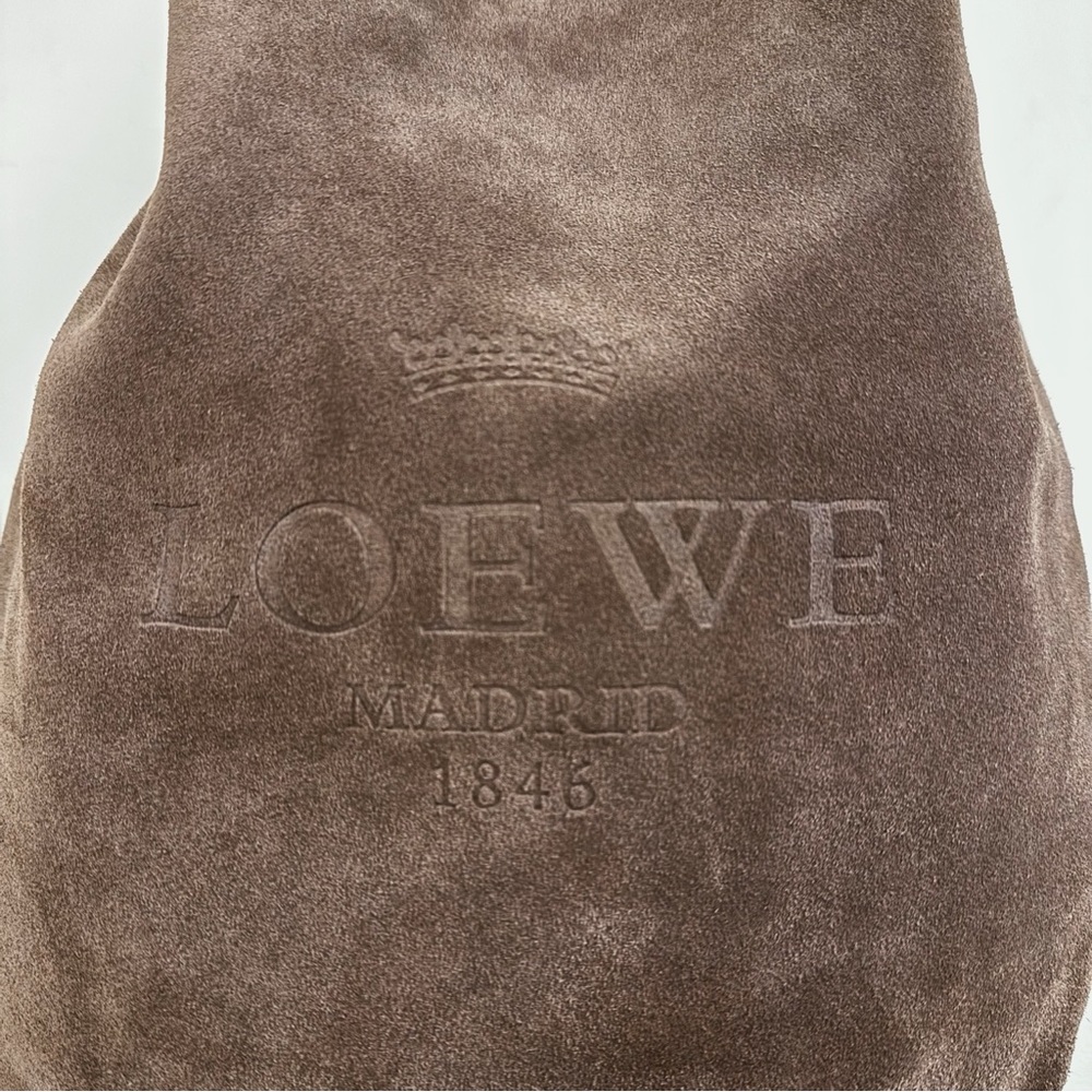 Loewe Brown Suede XL Logo Hobo Shoulder Carryall Bag - Picture 8 of 10